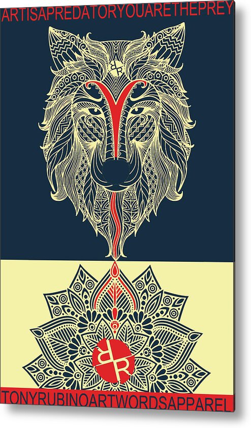 Wolf Metal Print featuring the painting Rubino Spirit Wolf by Tony Rubino