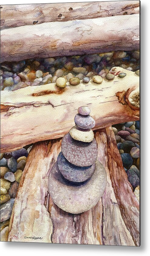 Cairn Painting Metal Print featuring the painting Ruby Beach by Anne Gifford