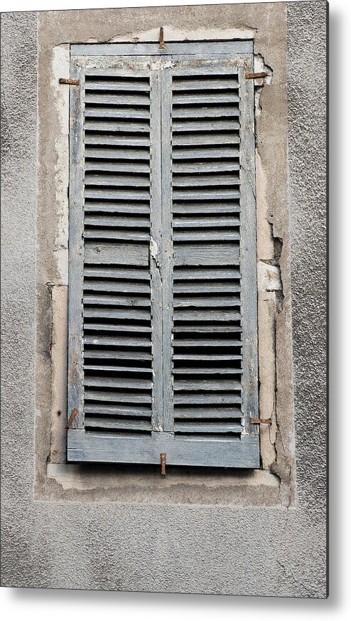 Rustic Metal Print featuring the photograph Rustic French Window Shutters Vignette by Jani Freimann