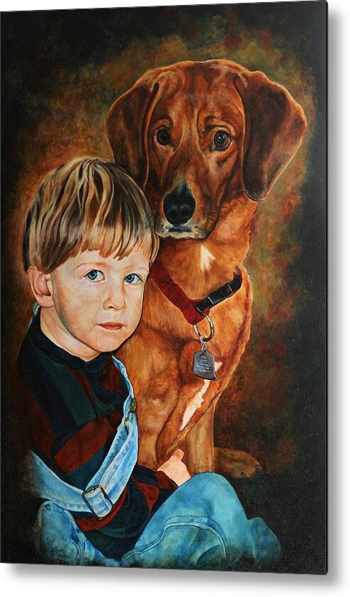 Portrait Metal Print featuring the painting Ryan and Moses by Steven Ward