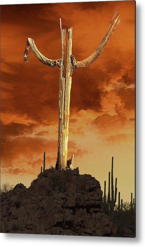 Saguaro Metal Print featuring the photograph Saguaro Sculpture by Mike Stephens