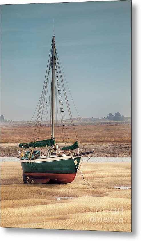 Wells Metal Print featuring the photograph Norfolk sail boat stranded at low tide by Simon Bratt