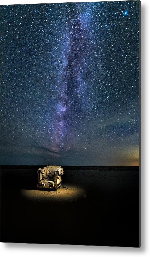 Milky Way Metal Print featuring the photograph Salt Flats Milky Way Chair by Michael Ash