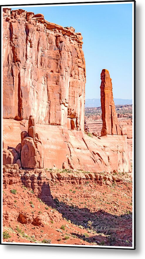 Moab Metal Print featuring the photograph Sandstone Butte and Canyon Floor, Arches National Park, Moab, Ut by A Macarthur Gurmankin