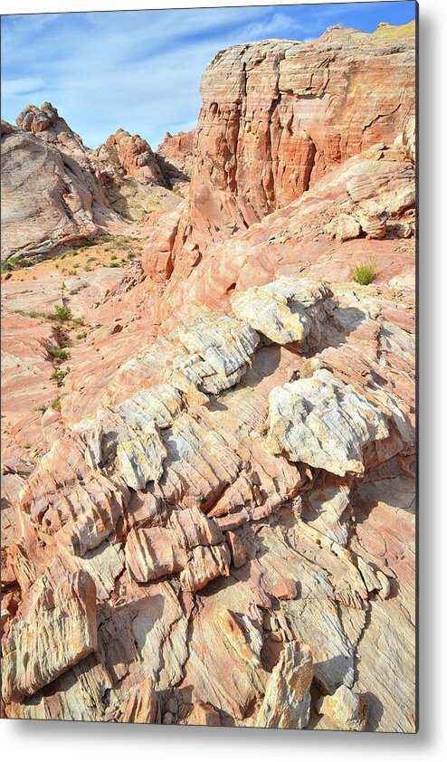 Valley Of Fire State Park Metal Print featuring the photograph Sandstone Striations in Valley of Fire by Ray Mathis