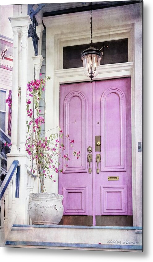 Savannah Architecture Metal Print featuring the photograph Savannah Home Pink Door Architecture by Melissa Bittinger