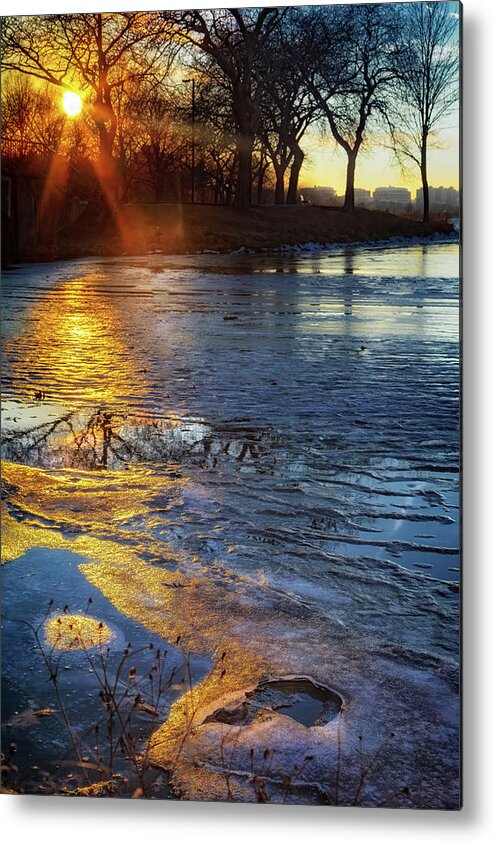 Boston Metal Print featuring the photograph Setting On Thin Ice by Sylvia J Zarco