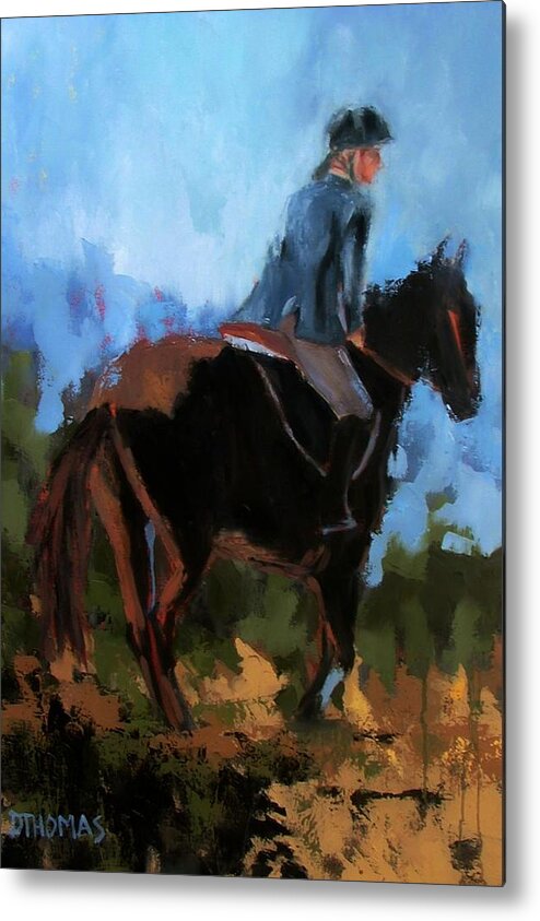 Horse Metal Print featuring the painting Setting Up the Jump by Donna Thomas