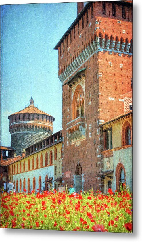 Joan Carroll Metal Print featuring the photograph Sforza Castle Milan Italy by Joan Carroll