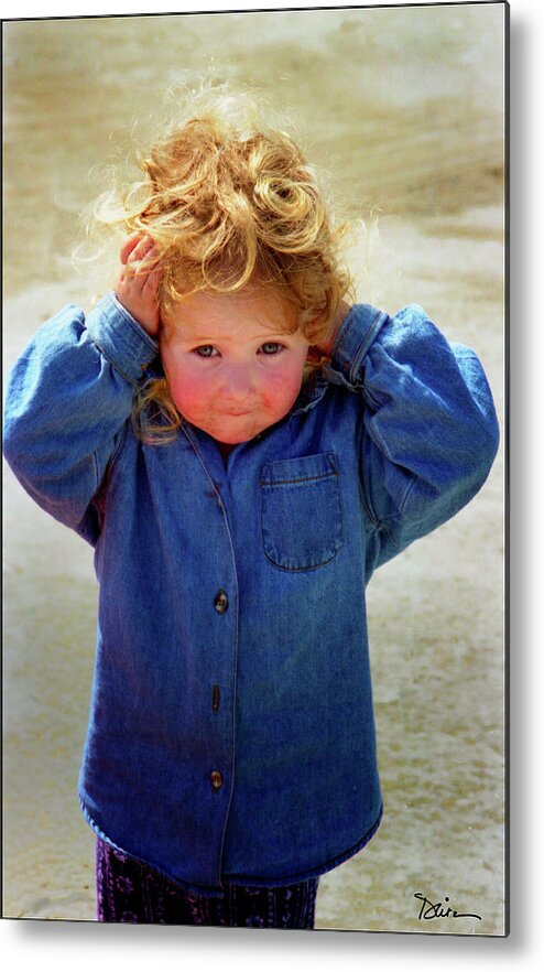 Irish Child With Curly Hair Metal Print featuring the photograph Shy by Peggy Dietz
