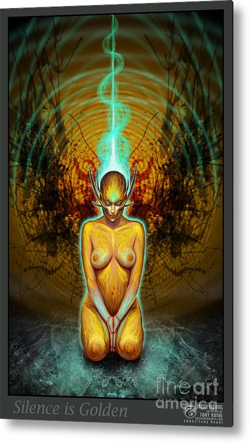 Spiritual Metal Print featuring the drawing Silence is Golden by Tony Koehl