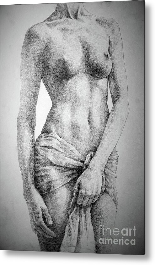Art Metal Print featuring the drawing SketchBook Page 35 The Female Pencil Drawing by Dimitar Hristov