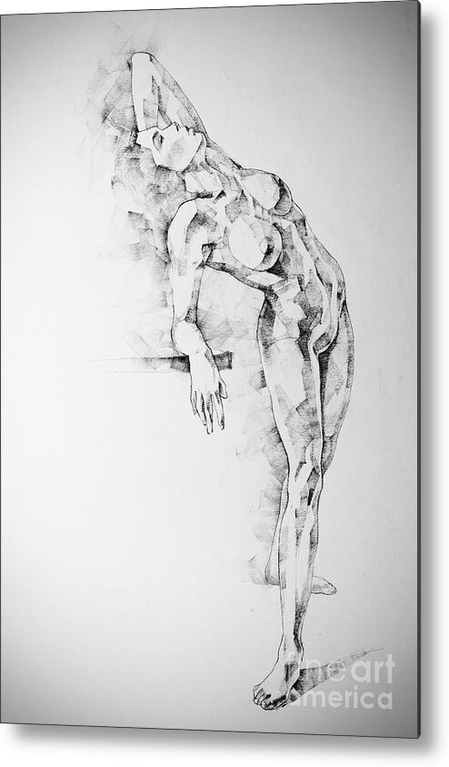 Art Metal Print featuring the drawing SketchBook Page 52 Girl art drawing classical pose by Dimitar Hristov