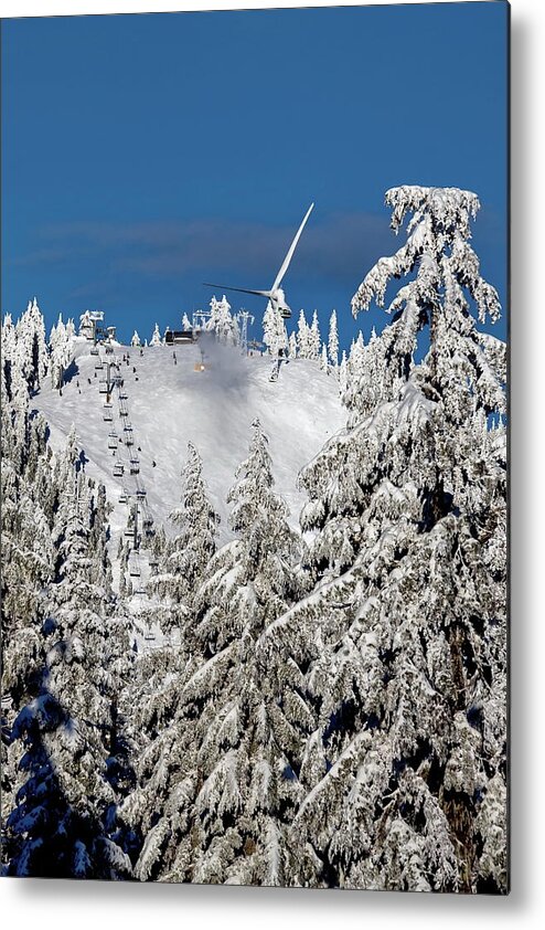 Alex Lyubar Metal Print featuring the photograph Ski season on Grouse Mountain by Alex Lyubar