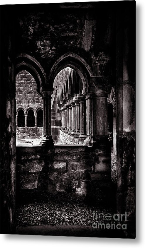 Ireland Metal Print featuring the photograph Sligo Abbey Interior BW by RicardMN Photography