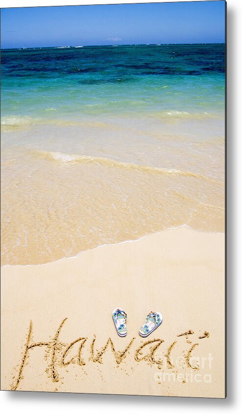 Beach Metal Print featuring the photograph Slippers In The Sand by Tomas del Amo - Printscapes