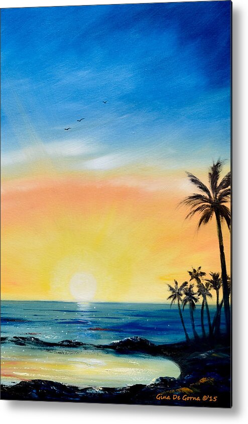 Art Metal Print featuring the painting Sometimes I Wonder - Vertical Sunset by Gina De Gorna
