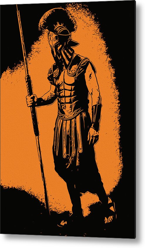 Spartan Warrior Metal Print featuring the painting Spartan Warrior - After Battle by AM FineArtPrints