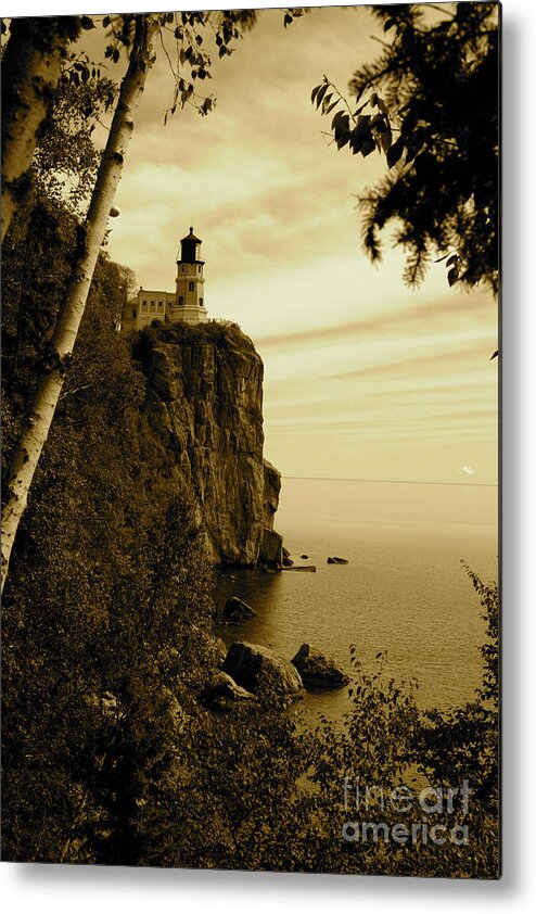 Lighthouse Metal Print featuring the photograph Split Rock by Becqi Sherman