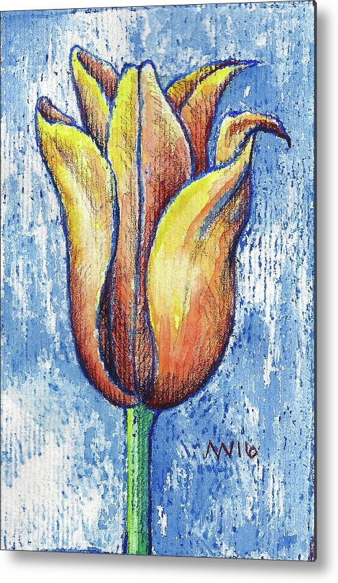 Tulips Metal Print featuring the mixed media Spring Tulip by AnneMarie Welsh