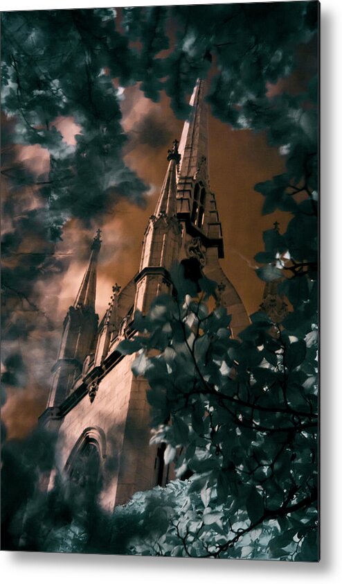 Fine Art Metal Print featuring the photograph St Dunstan in the East tower by Helga Novelli