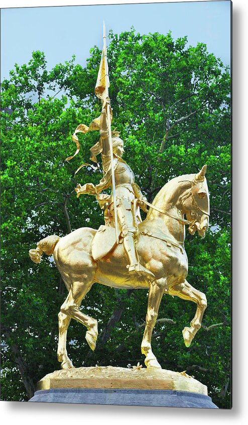 Joan Metal Print featuring the photograph St Joan of Arc Statue - Philadelphia by Bill Cannon