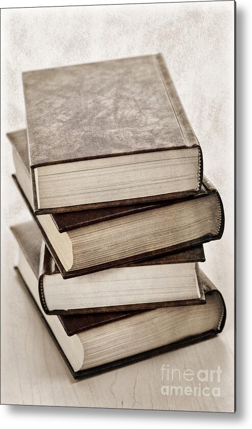 Books Metal Print featuring the photograph Stack of books by Elena Elisseeva