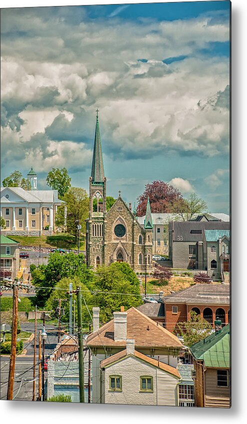 St. Francis Of Assisi Catholic Church Metal Print featuring the photograph Staunton Cityscape by Jim Moore