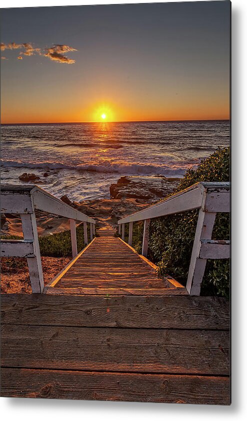 Beach. Beach Art Metal Print featuring the photograph Steps to the Sun by Peter Tellone