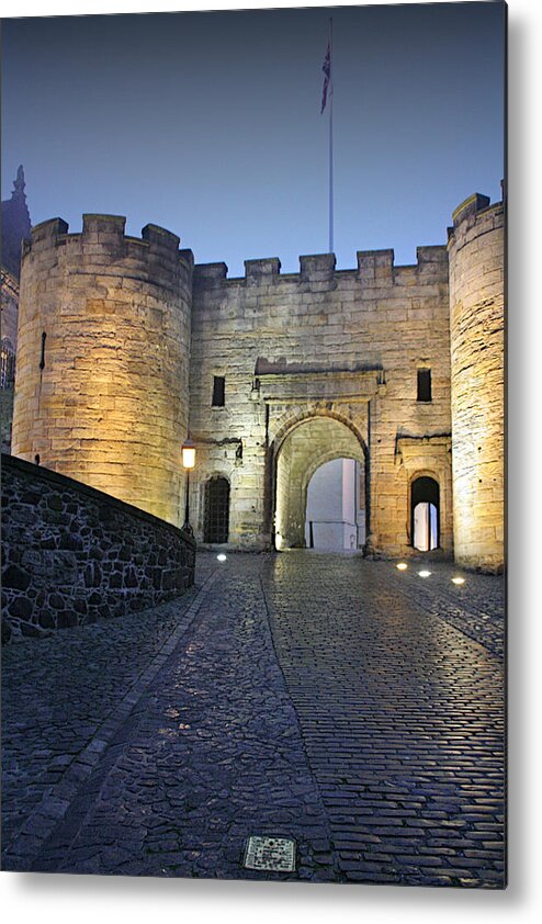 Historic Metal Print featuring the photograph Stirling Castle Scotland in a misty night by Alexandra Till