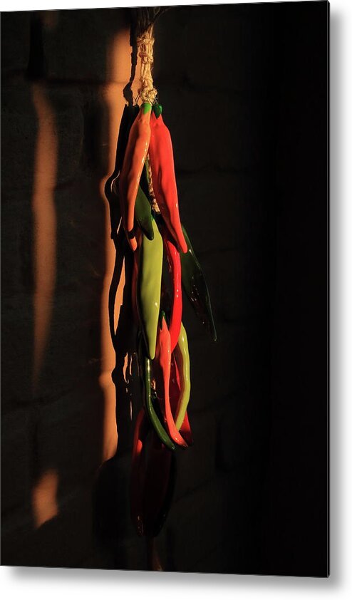Ristra Metal Print featuring the photograph String Chilis by David Diaz