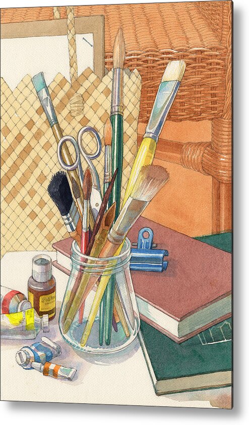 Still Life Metal Print featuring the painting Studio by Judith Kunzle