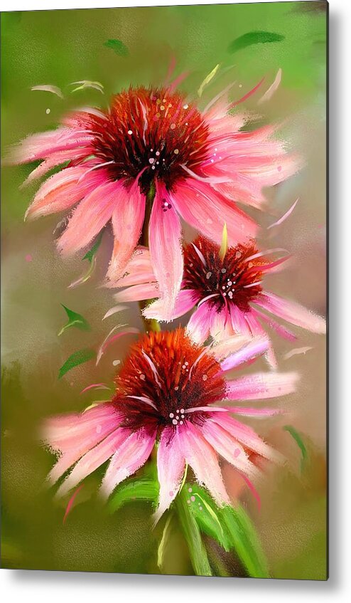 Pink Cone Flowers Metal Print featuring the photograph Summer Trio by Mary Timman