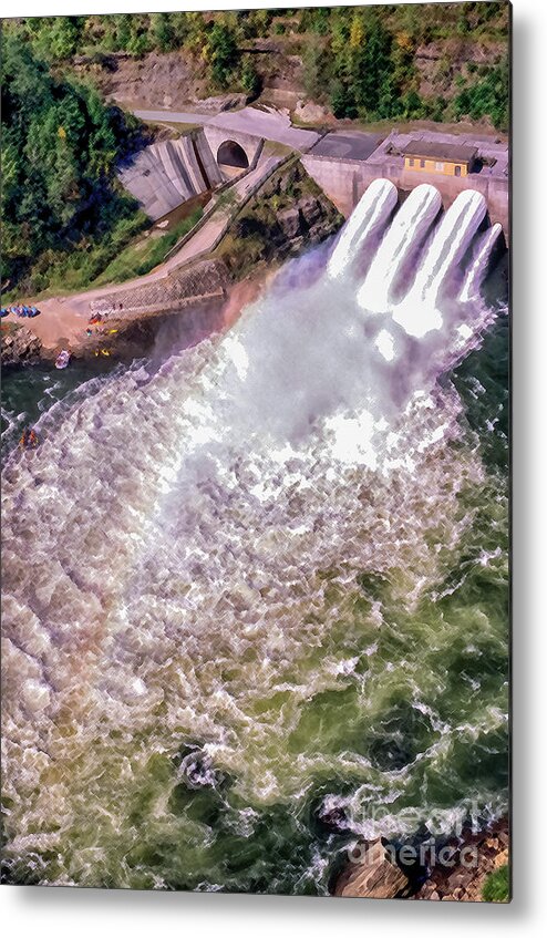 Tube Release Metal Print featuring the photograph Summersville Dam Tube Release Aerial View by Thomas R Fletcher