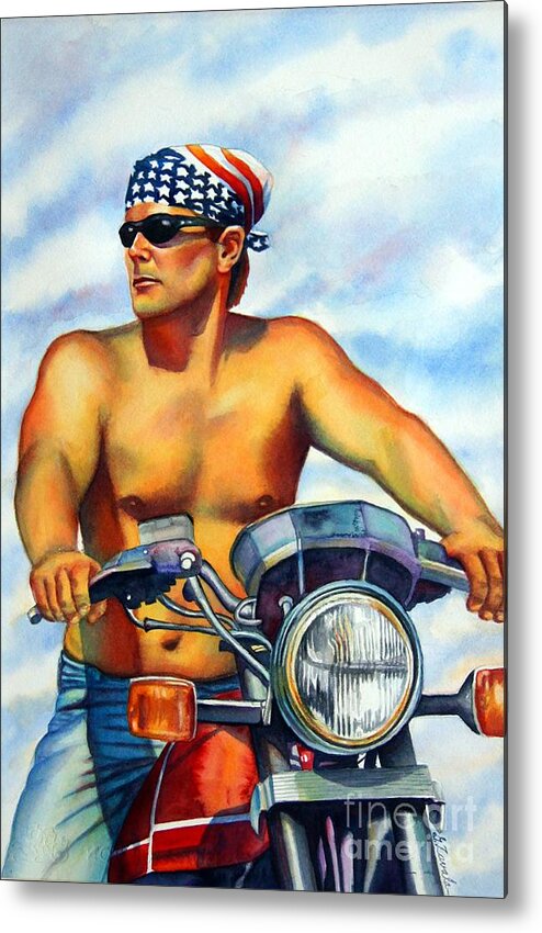 Portrait Metal Print featuring the painting Sunday Ride by Gail Zavala