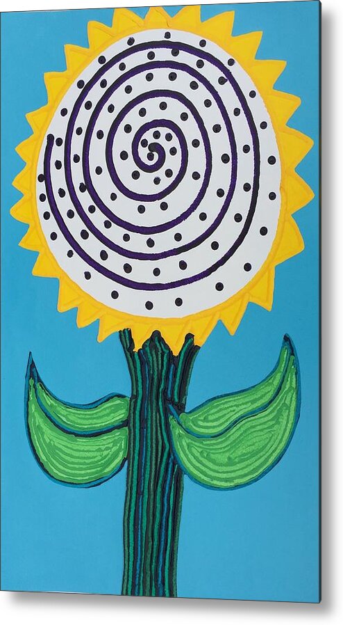 Flower Metal Print featuring the painting Sunflower by Matthew Brzostoski