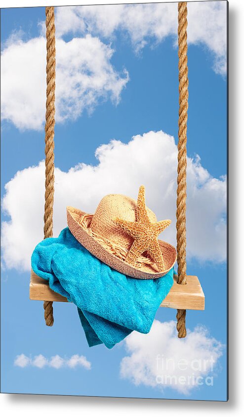 Swing Metal Print featuring the photograph Sunhat On Swing by Amanda Elwell