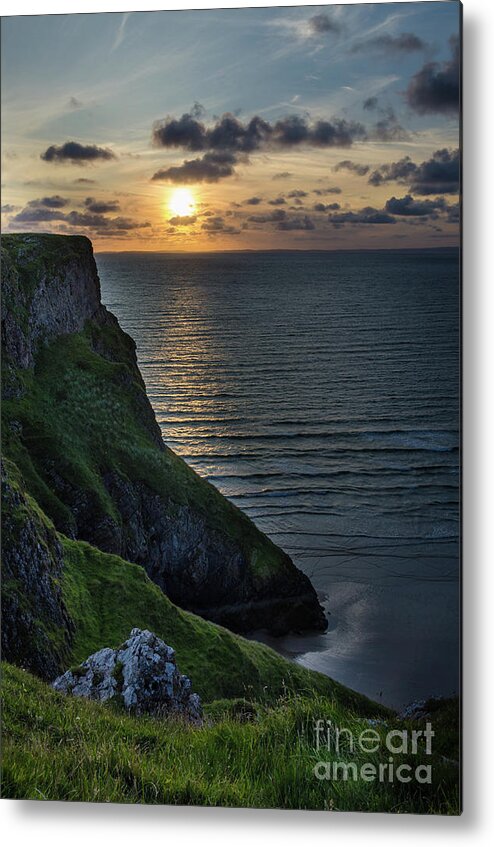 Sunset Metal Print featuring the photograph Sunset at Rhossili Bay by Perry Rodriguez