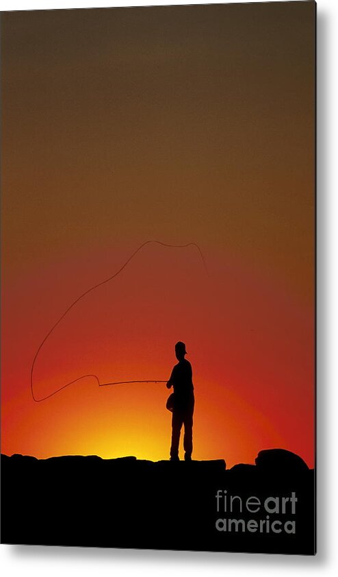 Cape Cod Metal Print featuring the photograph Sunset Casting by John Greim