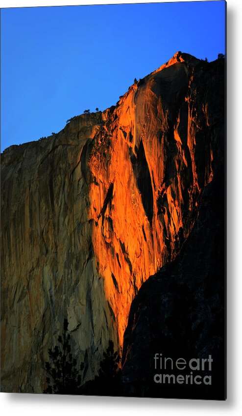 Horsetail Fall Metal Print featuring the photograph Sunset on Horsetail Fall by Jim And Emily Bush