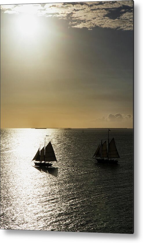 Scenic Metal Print featuring the photograph Sunset Schooners by Arthur Dodd