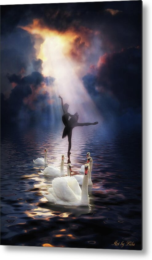 Swan Lake Metal Print featuring the digital art Swan Lake by Lilia S