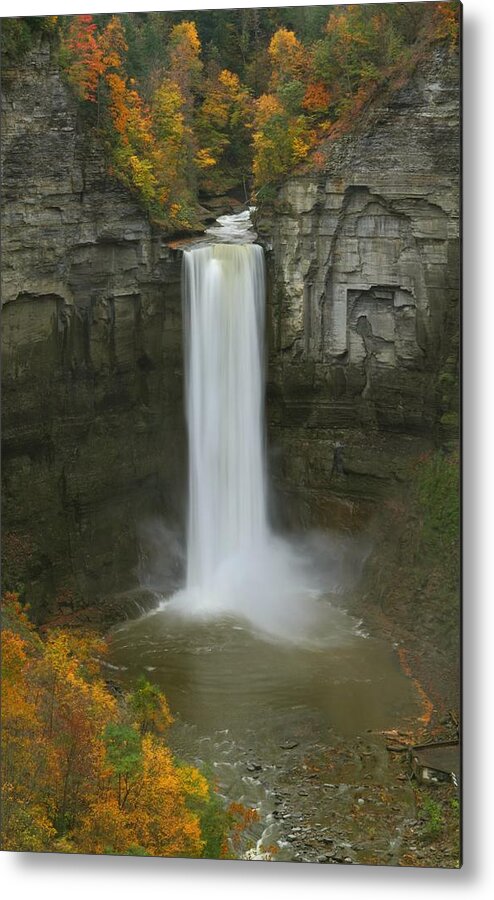 Taughannock Metal Print featuring the photograph Taughannock Falls in autumn by Jetson Nguyen