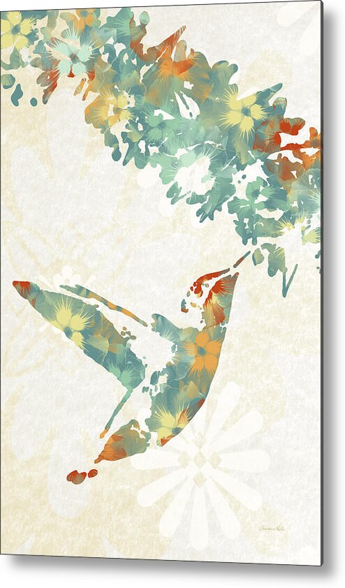 Hummingbird Metal Print featuring the mixed media Floral Hummingbird Art by Christina Rollo