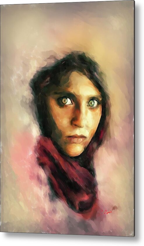 Afghan Metal Print featuring the digital art Afghan Girl by Charlie Roman