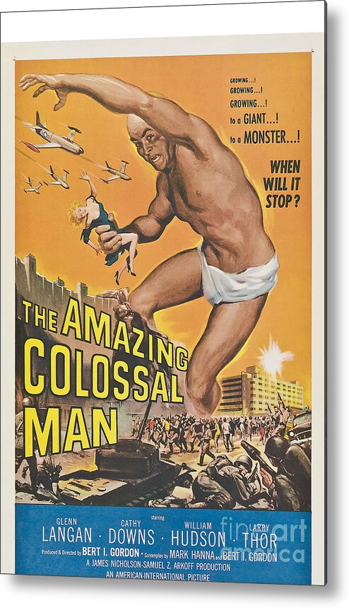 The Amazing Colossal Man Movie Poster Metal Print featuring the painting The Amazing Colossal Man Movie Poster by Vintage Collectables