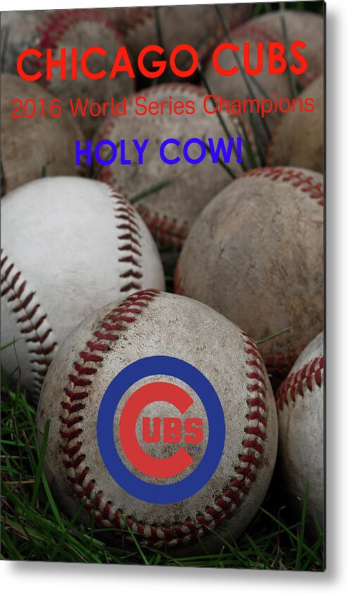 Chicago Cubs World Series Poster Metal Print featuring the photograph The Chicago Cubs - Holy Cow by David Patterson