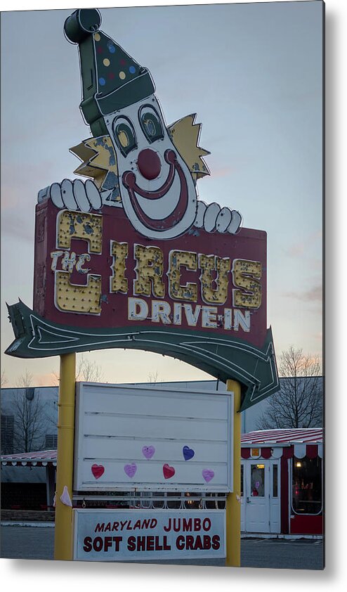 The Circus Drive In Sign Wall Township Nj Metal Print featuring the photograph The Circus Drive In Sign Wall Township NJ by Terry DeLuco