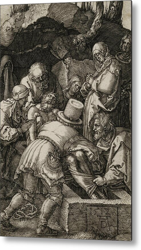 Albrecht Durer Metal Print featuring the relief The Entombment by Albrecht Durer