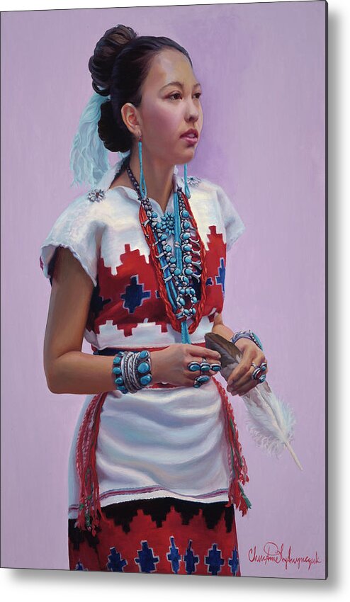 Native American Metal Print featuring the painting The Gift by Christine Lytwynczuk